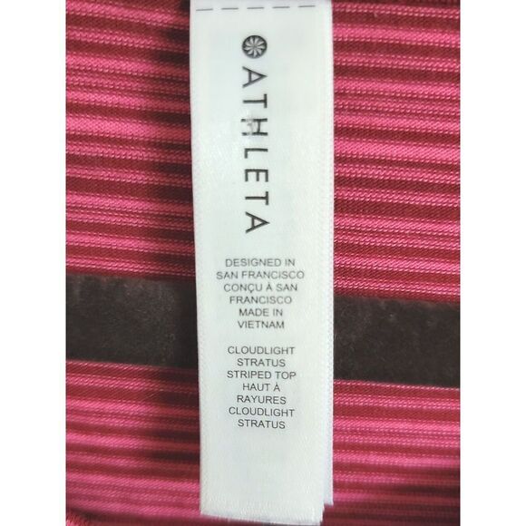 Athleta Cloudlight Stratus Striped Top Long‎ Sleeve Shirt  Pink Red Size XXS - Picture 4 of 5